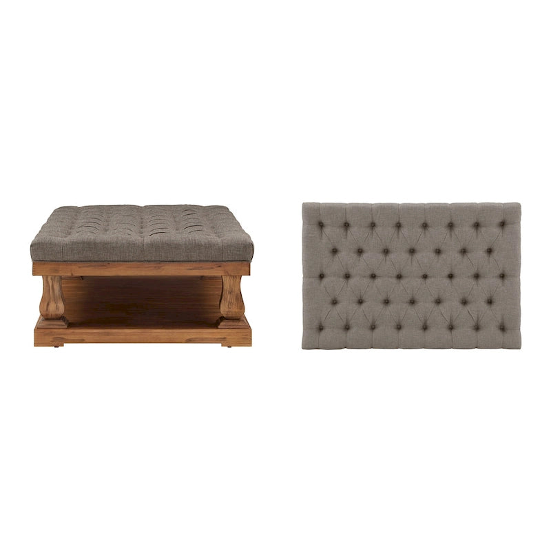 Pouf rettangolare in lino con colonnine Gdansk