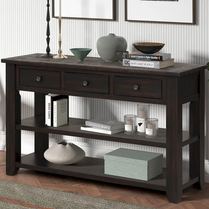 48 Solid Pine Wood Top Console Table
