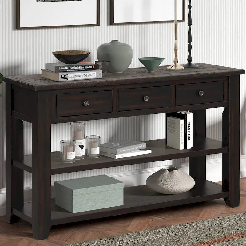 48 Solid Pine Wood Top Console Table