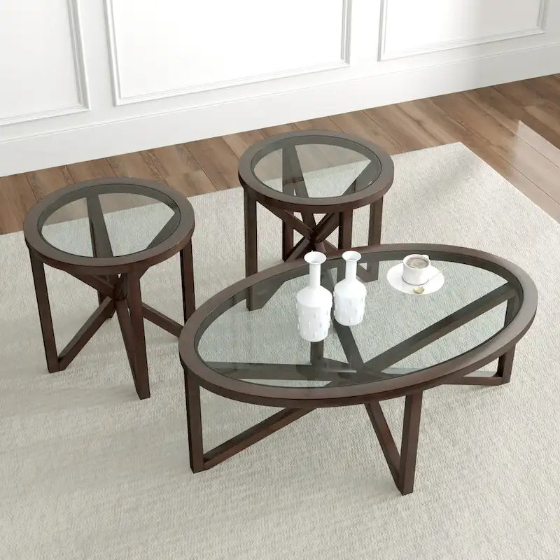 Collezione di tavoli in vetro dal design moderno e minimalista