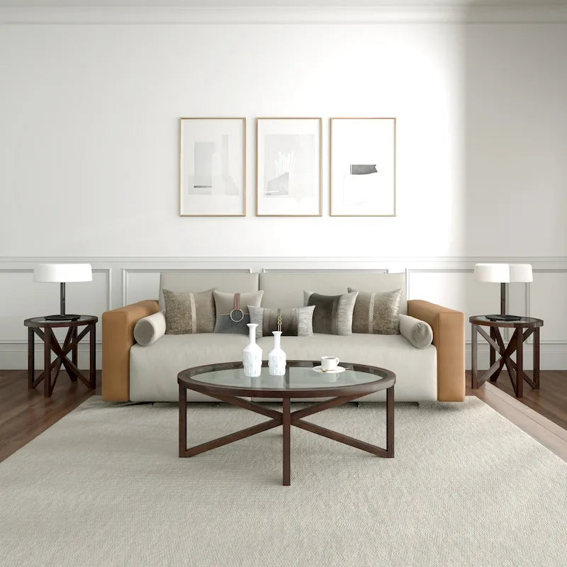 Collezione di tavoli in vetro dal design moderno e minimalista
