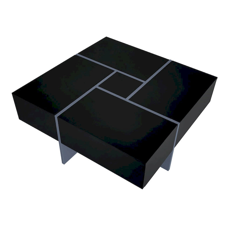 Tavolino da caffè moderno e di tendenza con vano portaoggetti nascosto - 80 x 80 x 35 cm