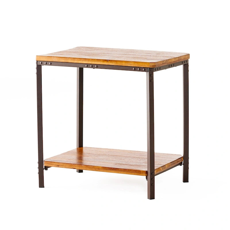 Tavolino laterale in metallo rustico Ronan Wood di Christopher Knight Home