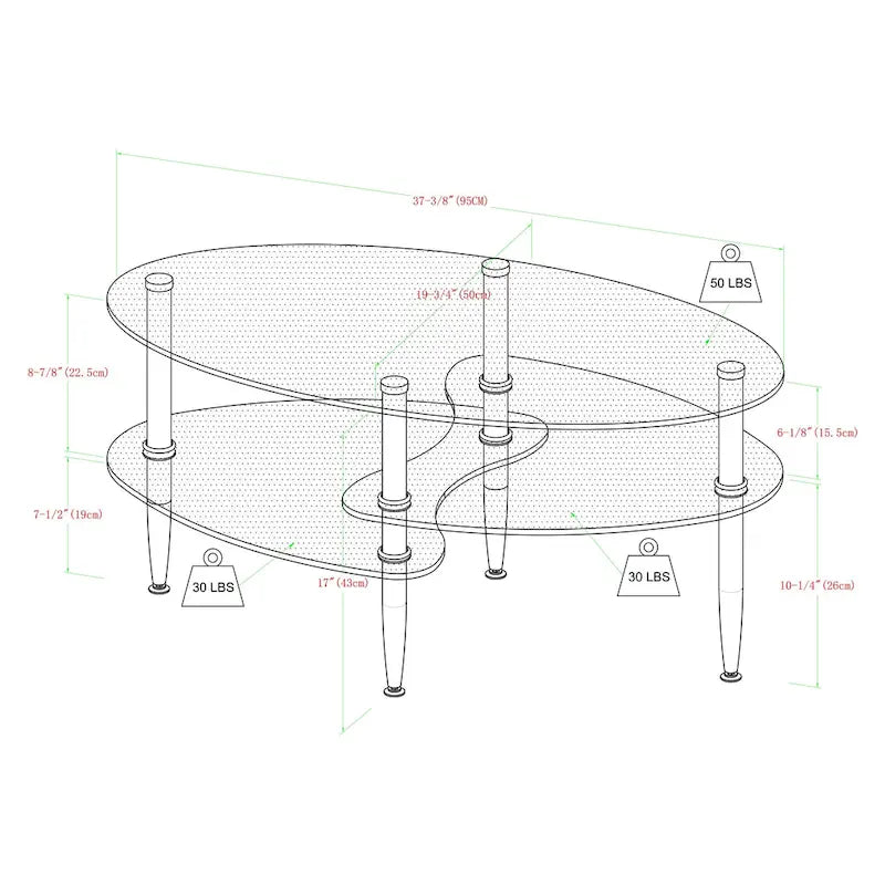 Tavolino da Caffè Middlebrook Toston Moderno in Vetro Smerigliato da 38