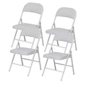 SUGIFT 4 Pack Folding Chairs with Padded Seats, Metal Frame with Pu Leather Seat & Back, Capacity 350 lbs, White