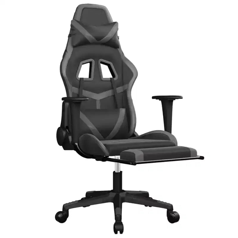 vidaXL Sedia da Gaming Massaggiante con Poggiapiedi, Nero e Grigio, Similpelle