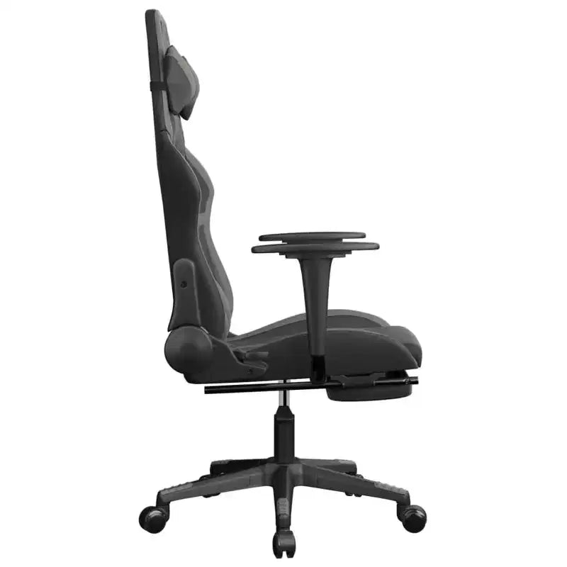 vidaXL Sedia da Gaming Massaggiante con Poggiapiedi, Nero e Grigio, Similpelle