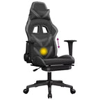 vidaXL Sedia da Gaming Massaggiante con Poggiapiedi, Nero e Grigio, Similpelle