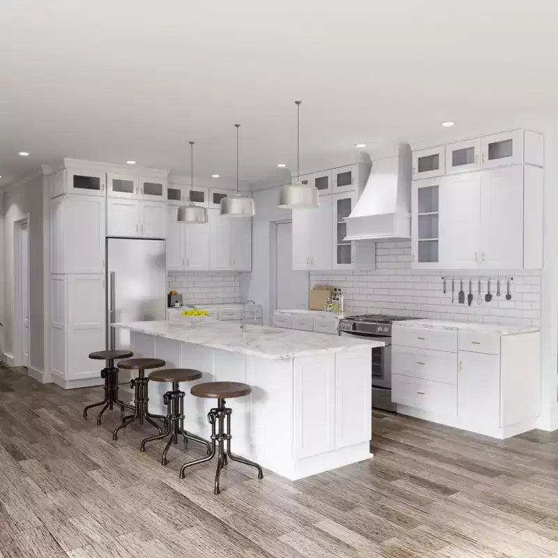 HOMLUX Easy-DIY Shaker White Ready to Assemble Wall Kitchen Cabinet Glass NOT Included