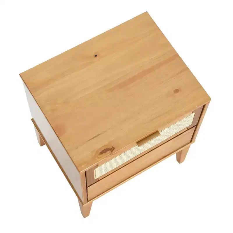 Comodino in legno massello Crawford con 2 cassetti portaoggetti