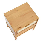 Comodino in legno massello Crawford con 2 cassetti portaoggetti