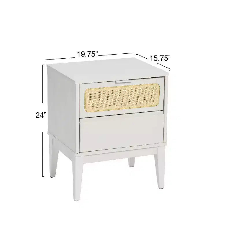 Comodino in legno massello Crawford con 2 cassetti portaoggetti