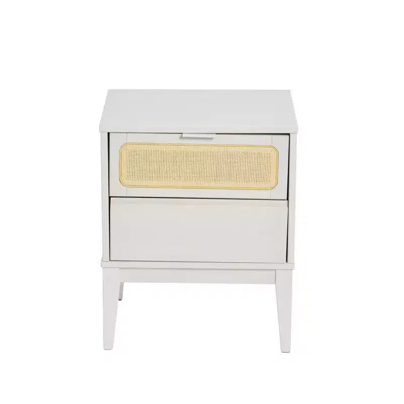Comodino in legno massello Crawford con 2 cassetti portaoggetti