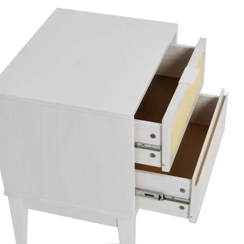 Comodino in legno massello Crawford con 2 cassetti portaoggetti