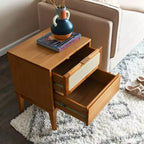 Comodino in legno massello Crawford con 2 cassetti portaoggetti