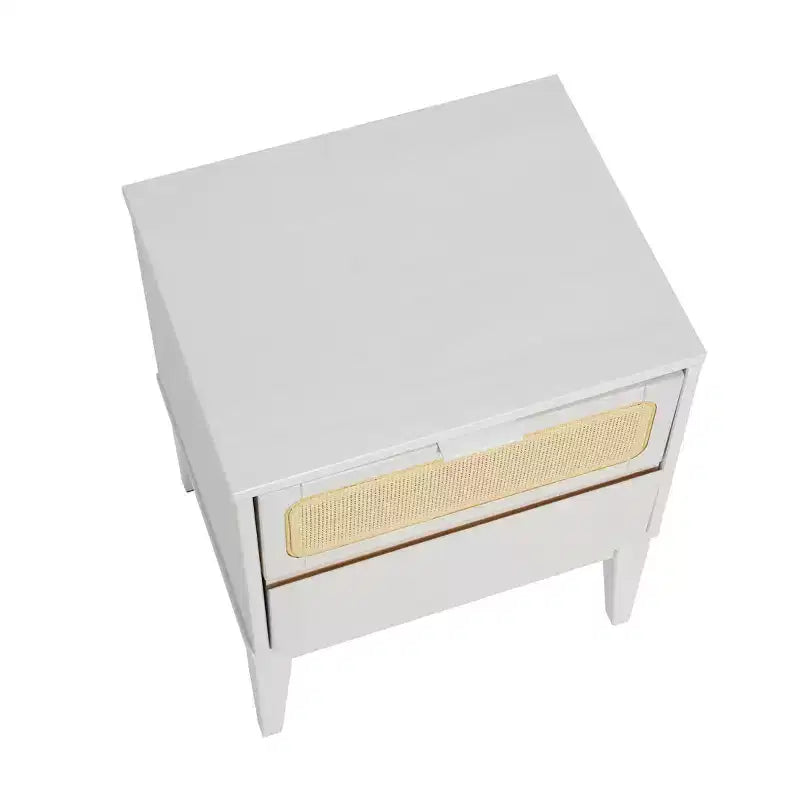 Comodino in legno massello Crawford con 2 cassetti portaoggetti
