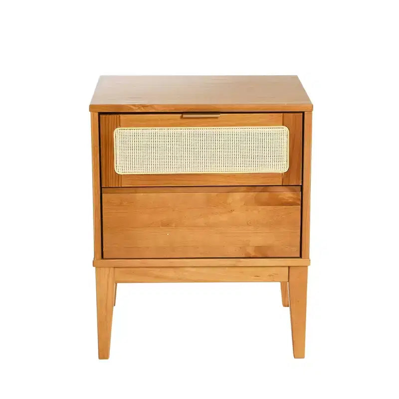 Comodino in legno massello Crawford con 2 cassetti portaoggetti