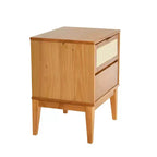 Comodino in legno massello Crawford con 2 cassetti portaoggetti