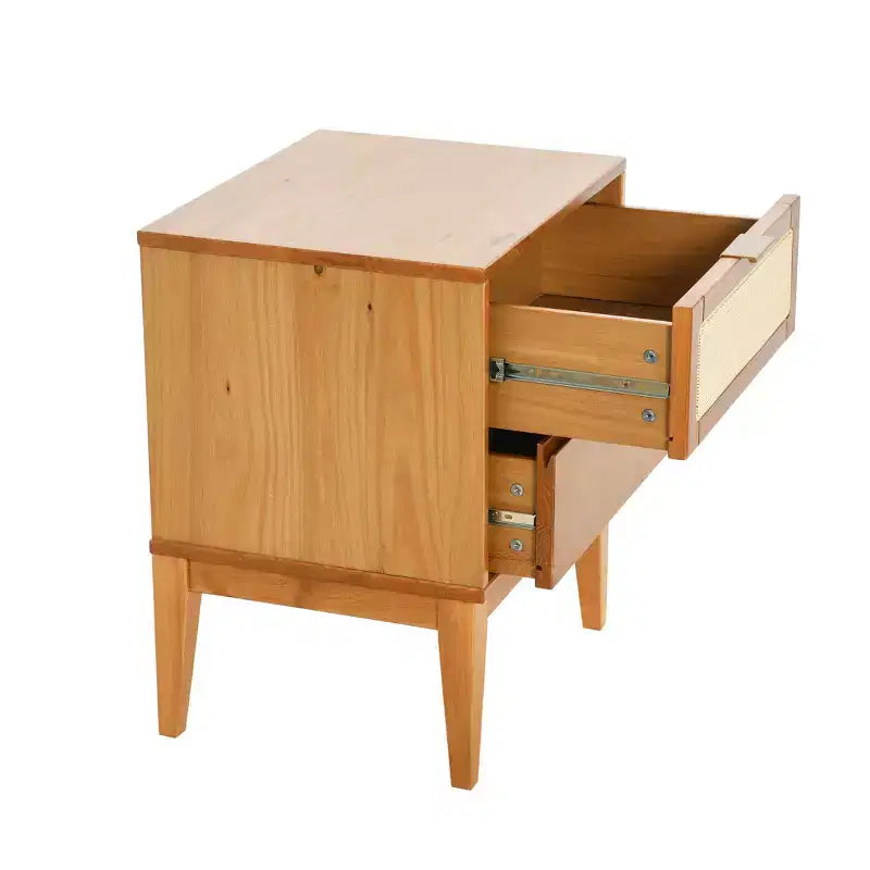 Comodino in legno massello Crawford con 2 cassetti portaoggetti