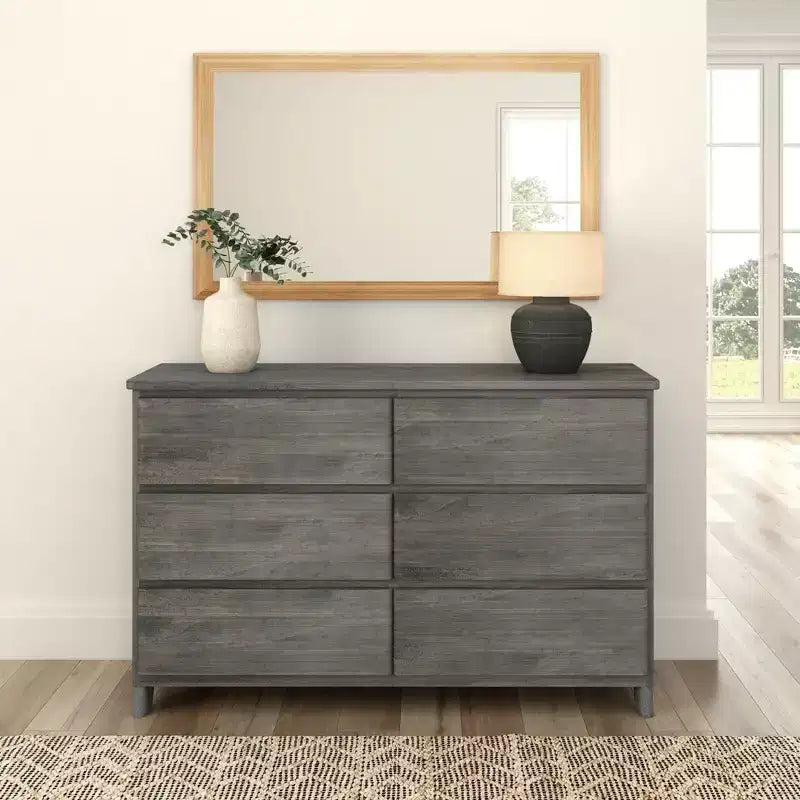 Cassettiera a 6 cassetti in legno massello stile rustico