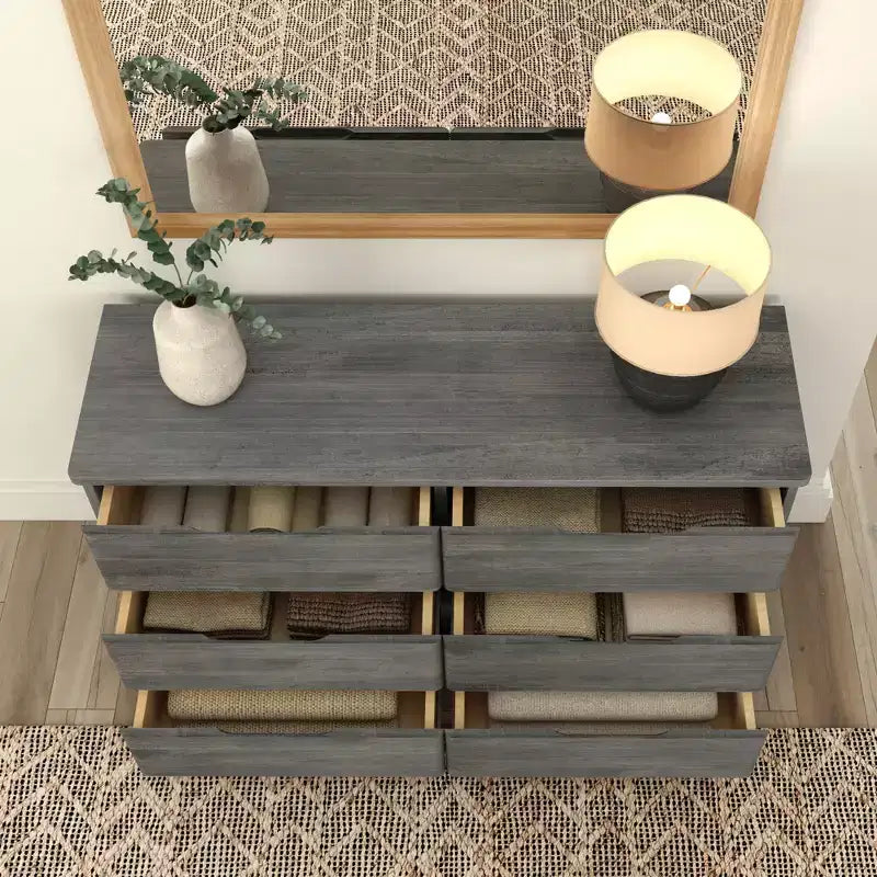 Cassettiera a 6 cassetti in legno massello stile rustico