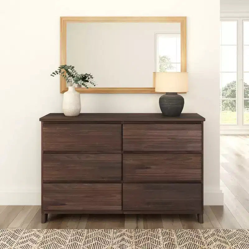 Cassettiera a 6 cassetti in legno massello stile rustico