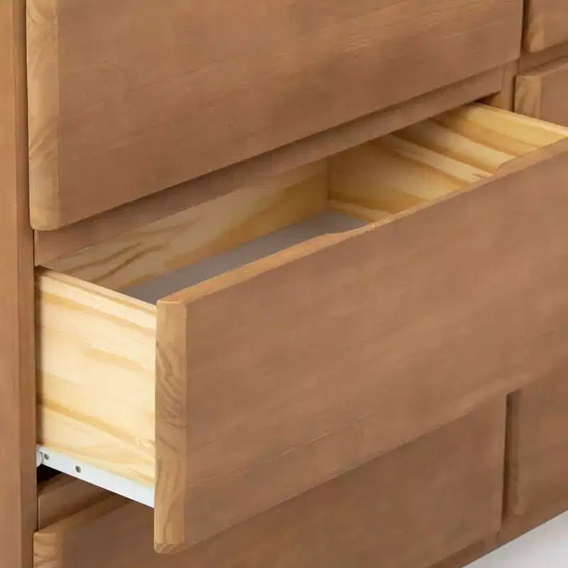 Cassettiera a 6 cassetti in legno massello stile rustico