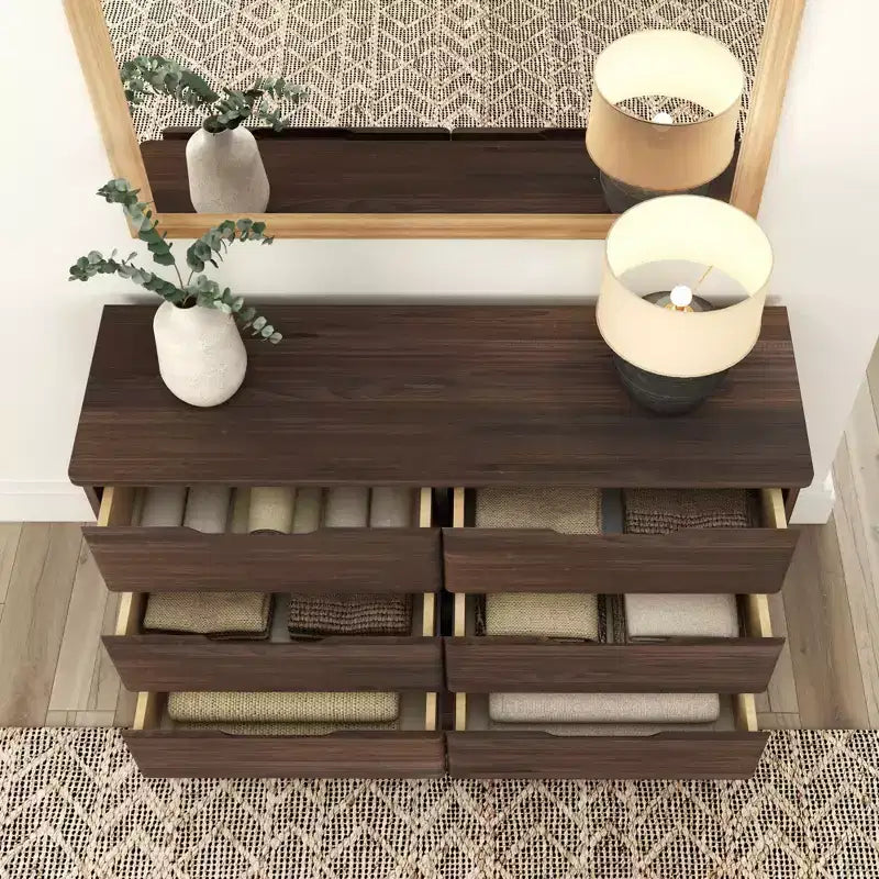 Cassettiera a 6 cassetti in legno massello stile rustico