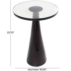 Tavolino d'appoggio con cono geometrico in alluminio e piano in vetro testurizzato 24 pollici