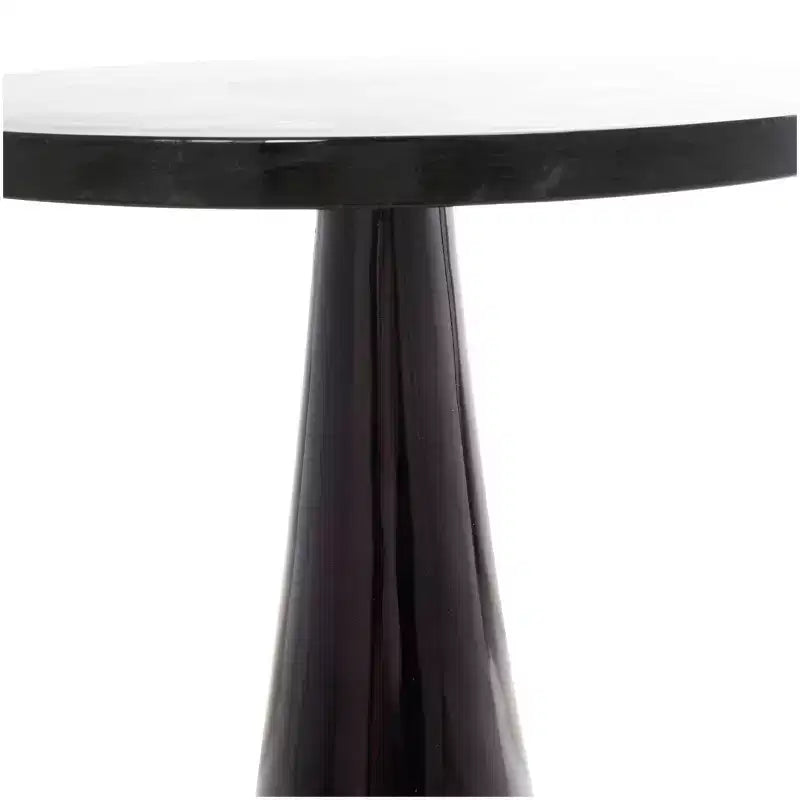 Tavolino d'appoggio con cono geometrico in alluminio e piano in vetro testurizzato 24 pollici
