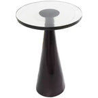 Olivia & May Aluminum Geometric Cone Accent Table with Textured Glass Tabletop 24 in