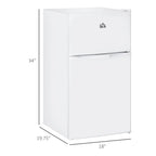 HOMCOM Mini Frigorifero a Doppia Porta con Congelatore, Frigo Compatto da 90 litri con Ripiano Regolabile, Termostato Regolabile
