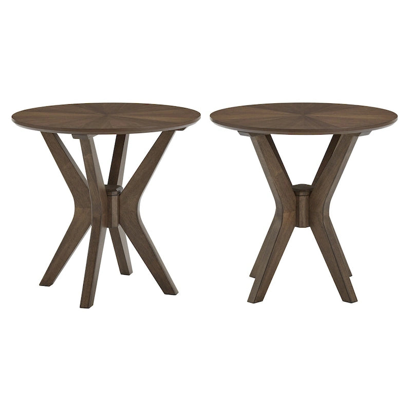 Vilnius Mid-Century Walnut Finish Round End Table