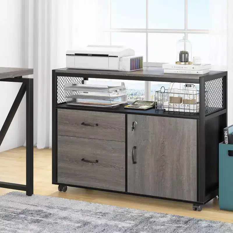 Scrivania a L da 55 pollici con cassettiera, scrivania direzionale per computer per ufficio a casa