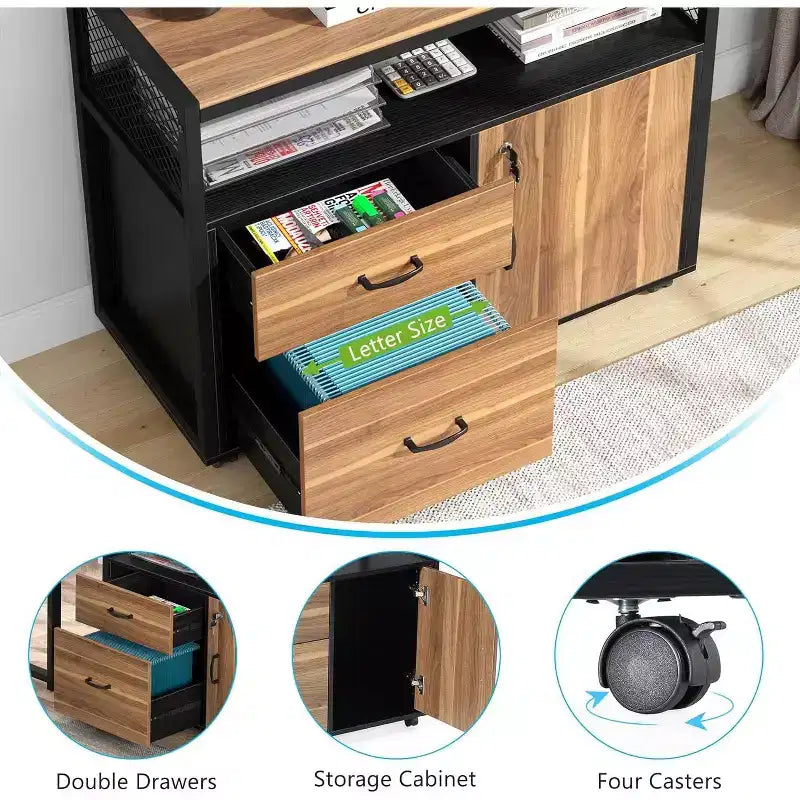 Scrivania a L da 55 pollici con cassettiera, scrivania direzionale per computer per ufficio a casa