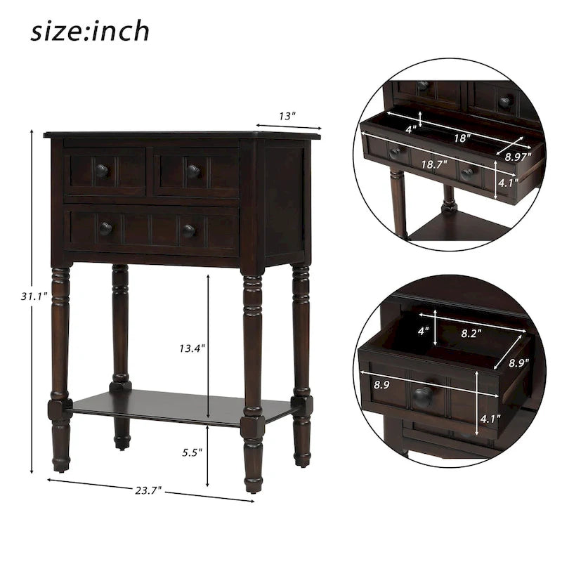 Consolle con 3 cassetti e ripiano inferiore Copper Grove Colby