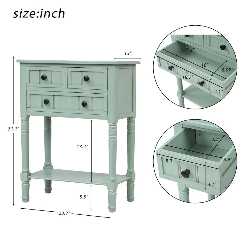 Consolle con 3 cassetti e ripiano inferiore Copper Grove Colby