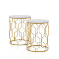 Set di 2 tavolini rotondi sovrapponibili in acciaio da 16 pollici Quarn Modern di Furniture of America
