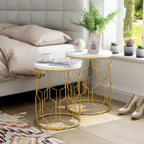 Set di 2 tavolini rotondi sovrapponibili in acciaio da 16 pollici Quarn Modern di Furniture of America