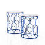 Set di 2 tavolini rotondi sovrapponibili in acciaio da 16 pollici Quarn Modern di Furniture of America