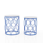 Set di 2 tavolini rotondi sovrapponibili in acciaio da 16 pollici Quarn Modern di Furniture of America