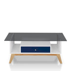 Tevi Modern 47-inch Glass Top 1-Shelf Coffee Table by Furniture of America