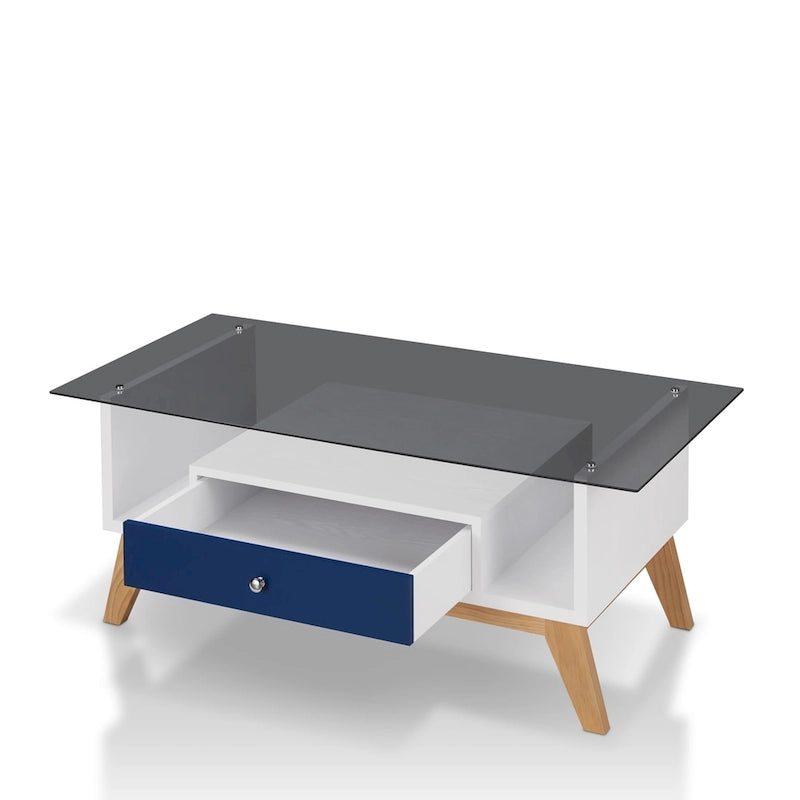 Tevi Modern 47-inch Glass Top 1-Shelf Coffee Table by Furniture of America