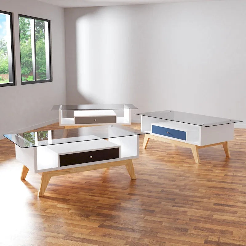 Tevi Modern 47-inch Glass Top 1-Shelf Coffee Table by Furniture of America