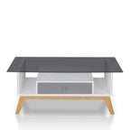 Tevi Modern 47-inch Glass Top 1-Shelf Coffee Table by Furniture of America