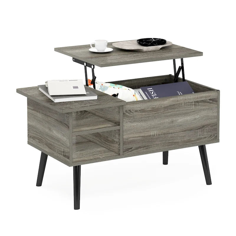 Tavolino da caffè Furinno Jensen con piano sollevabile e gambe in legno