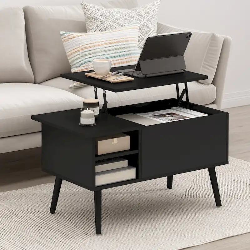 Tavolino da caffè Furinno Jensen con piano sollevabile e gambe in legno