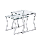 Morfell Contemporary 20-inch Glass Top 2-Piece Nesting Tables Set by Furniture of America