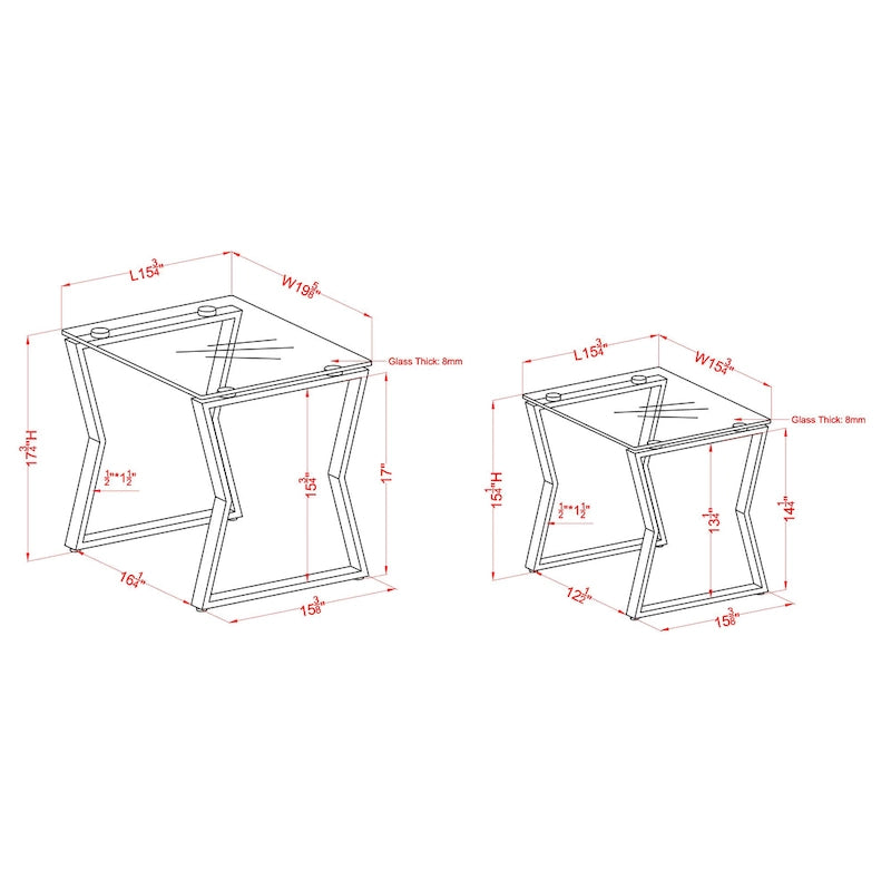 Morfell Contemporary 20-inch Glass Top 2-Piece Nesting Tables Set by Furniture of America