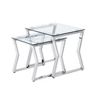 Morfell Contemporary 20-inch Glass Top 2-Piece Nesting Tables Set by Furniture of America